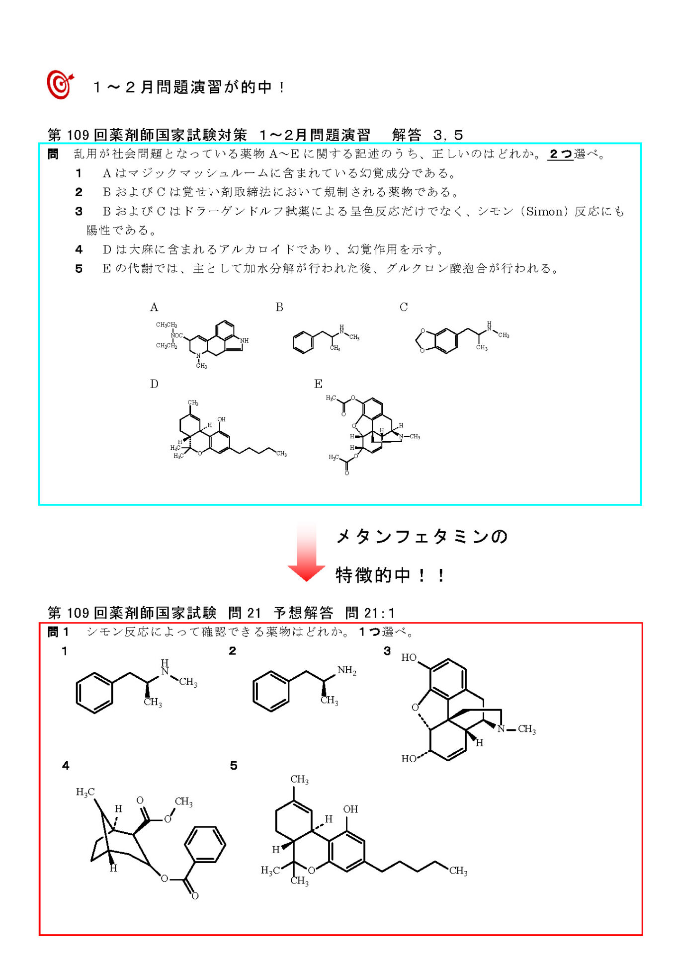 第109回 薬剤師国家試験 的中問題 | 薬剤師国家試験対策予備校